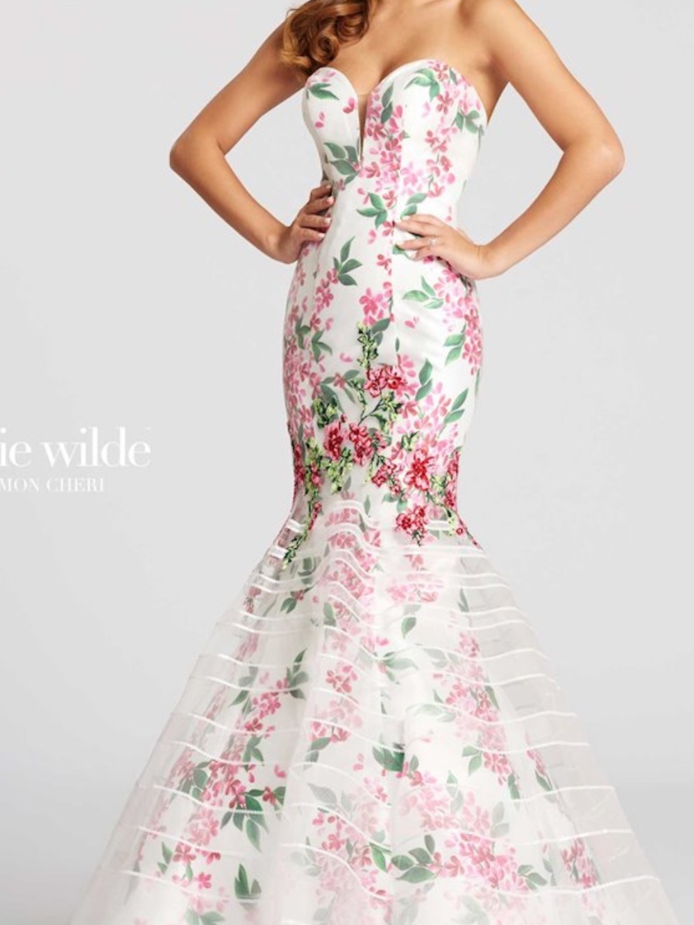 ellie wilde 118089 Ivory Multi Strapless Gown